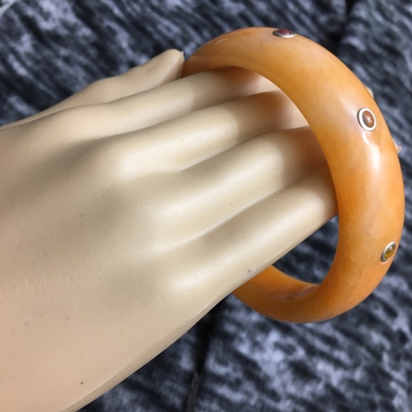 Orange Chalcedony Natural Gem Stone Bangle - Picture 9 of 11